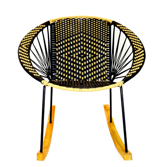 Silla Mecedora Acapulco Diamante Beige y Negro